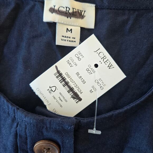 J. Crew Factory Linen-Blend Button-Front Shell Sleeveless Top Size M NWT - Picture 5 of 6